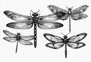 4 dragonflies flying tattoo idea