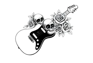 Electric guitar with skulls and roses tattoo idea