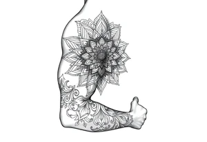 bold line ornamentaali mandala tattoo idea