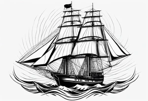 front bow sails. sail in the shape of a maritime lighthouse.phoenix drawn on the sail. tattoo idea