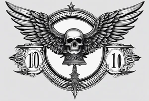 roman numerals vertically with wings either side for the 10th of October 2000 tattoo idea