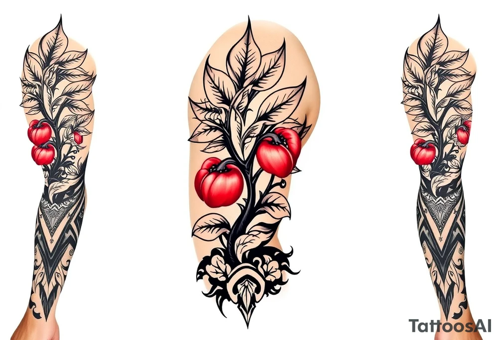 Pepper plant peach tree tattoo idea