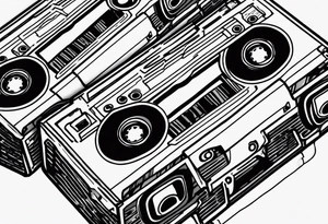 3 cassette tapes intertwined by the tape tattoo idea