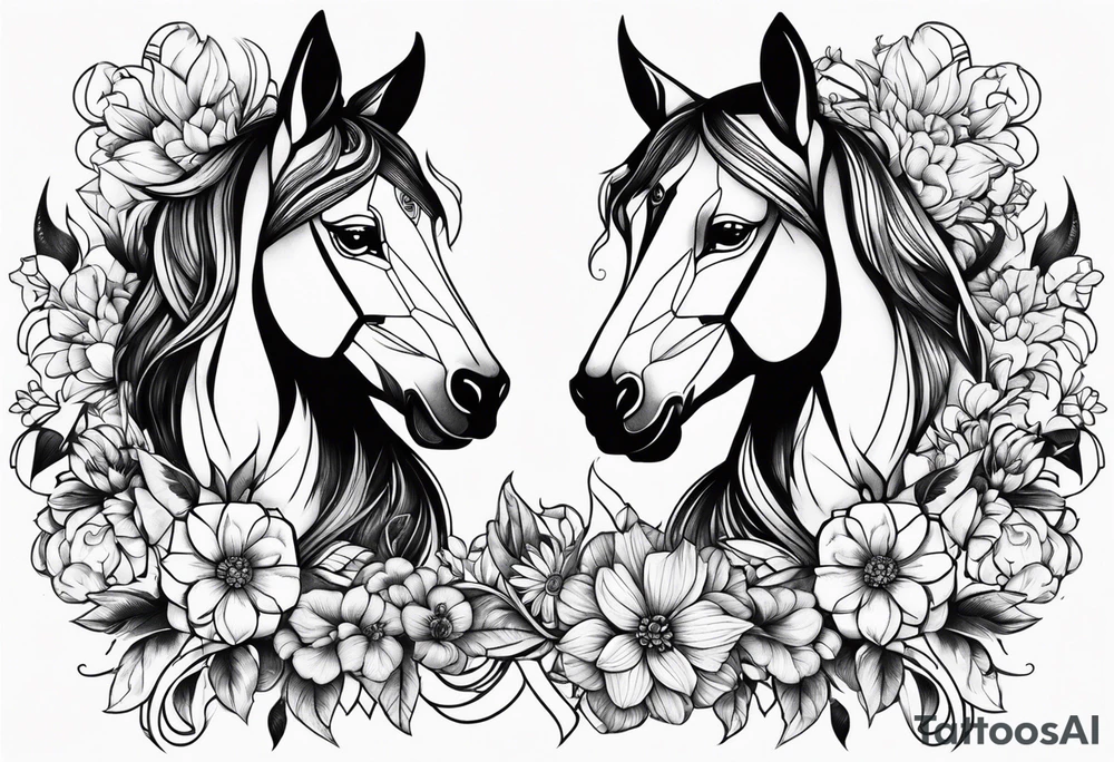 gemini flowers animals tattoo idea