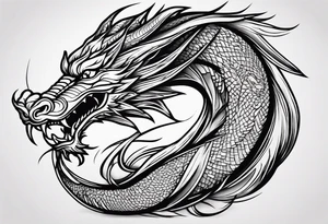 Fierce Chinese dragon black outline tattoo idea