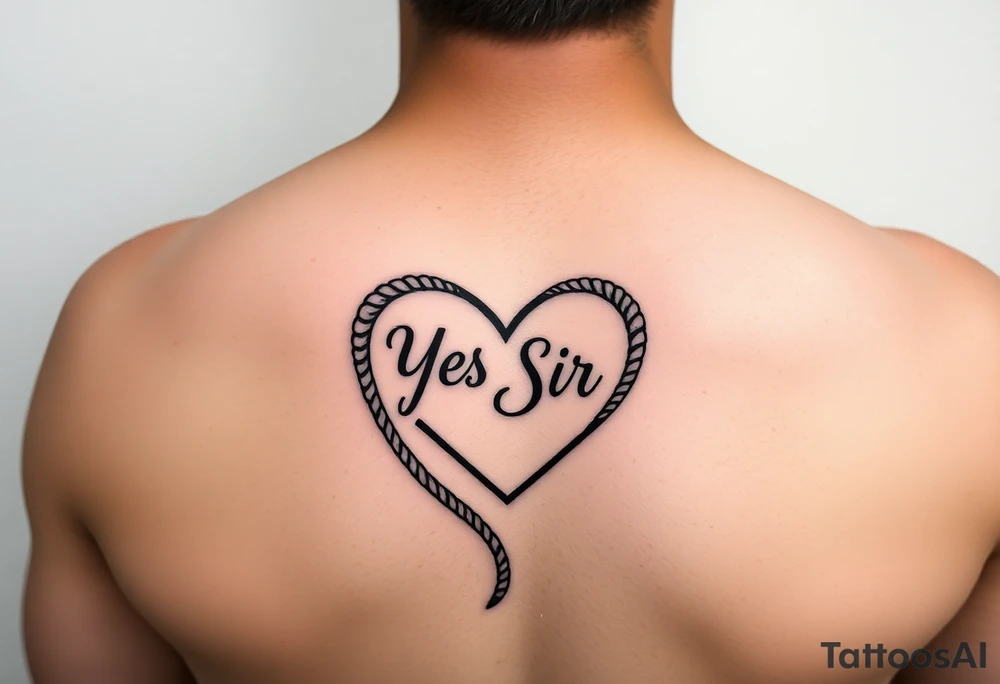 Small Yes, Sir in rope heart tattoo idea