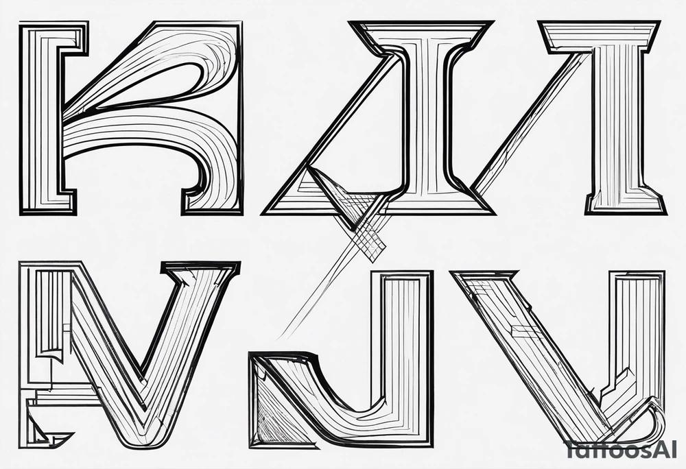 Clean, thin lines forming a monogram. The "K" and the nomber "3" tattoo idea