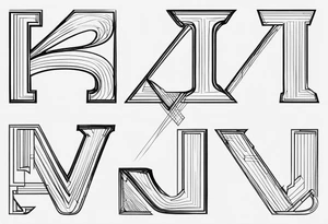 Clean, thin lines forming a monogram. The "K" and the nomber "3" tattoo idea