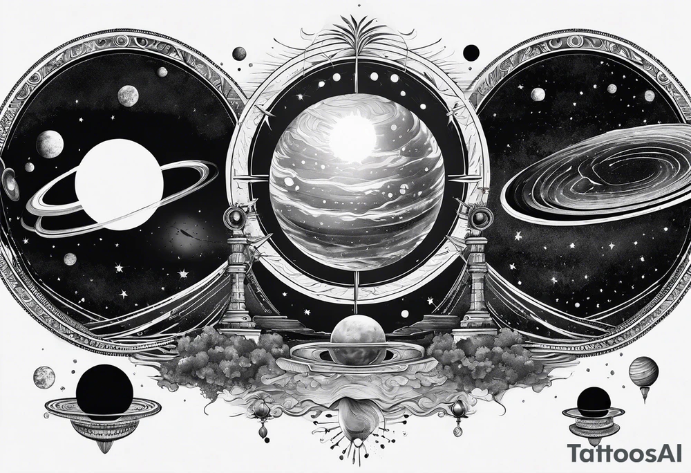 solar system spine tattoo idea