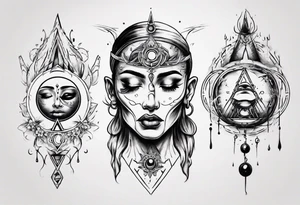 face with two eyes closed and third eye open tattoo idea