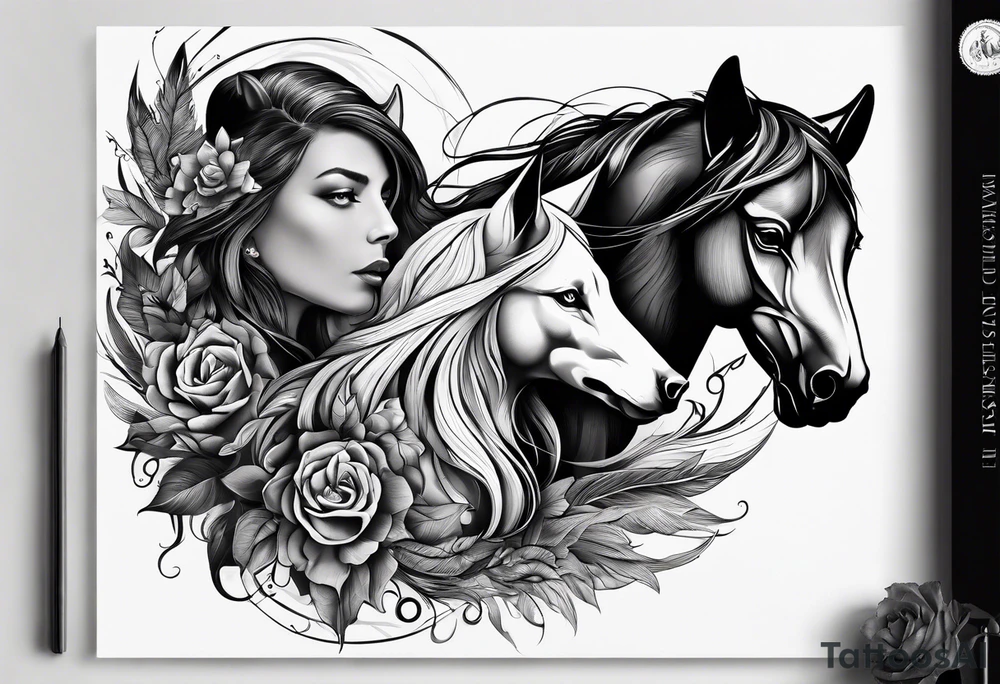 Wolf and horse tattoo idea