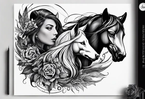 Wolf and horse tattoo idea
