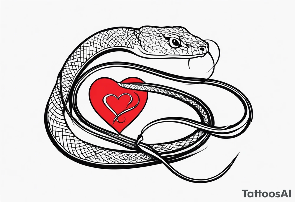 a snake who has swallowed a heart tattoo idea