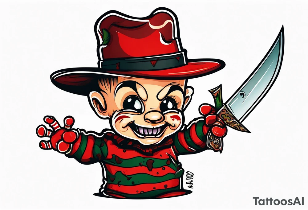 Baby Freddy Krueger with his knife gloves on tattoo idea