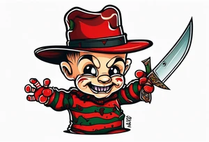 Baby Freddy Krueger with his knife gloves on tattoo idea