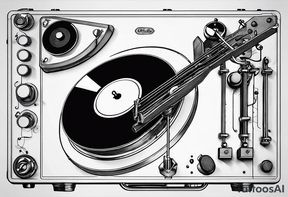Recordplayer finline art minimalistic tattoo idea