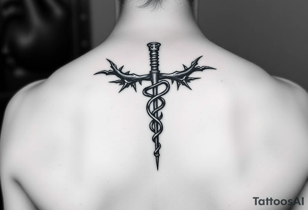 Gothic emo thorns Caduceus tattoo but keep it simple tattoo idea