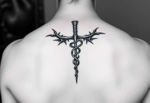 Gothic emo thorns Caduceus tattoo but keep it simple tattoo idea