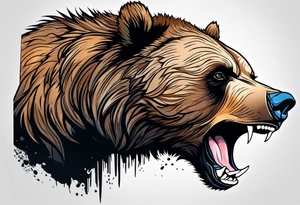 Grizzly bear growling tattoo idea