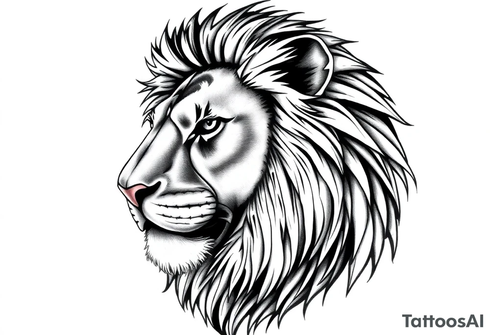 powerful majestic lion, close-up tattoo idea