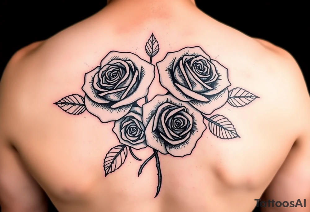 4 Rose tattoo in color tattoo idea