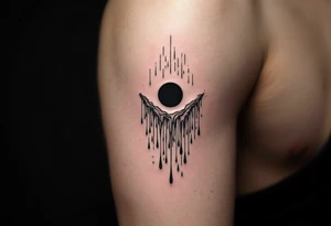 A black hole melting into rain drops tattoo idea