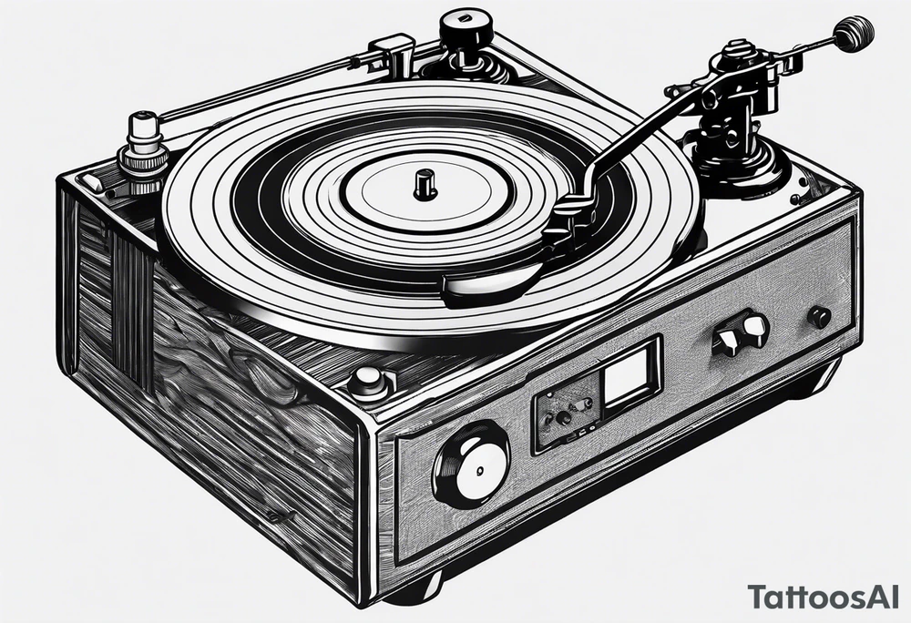Recordplayer finline art minimalistic 2D tattoo idea