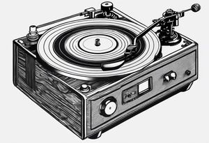 Recordplayer finline art minimalistic 2D tattoo idea