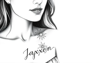 a mom and son with sunshine and the name jaxxon tattoo idea