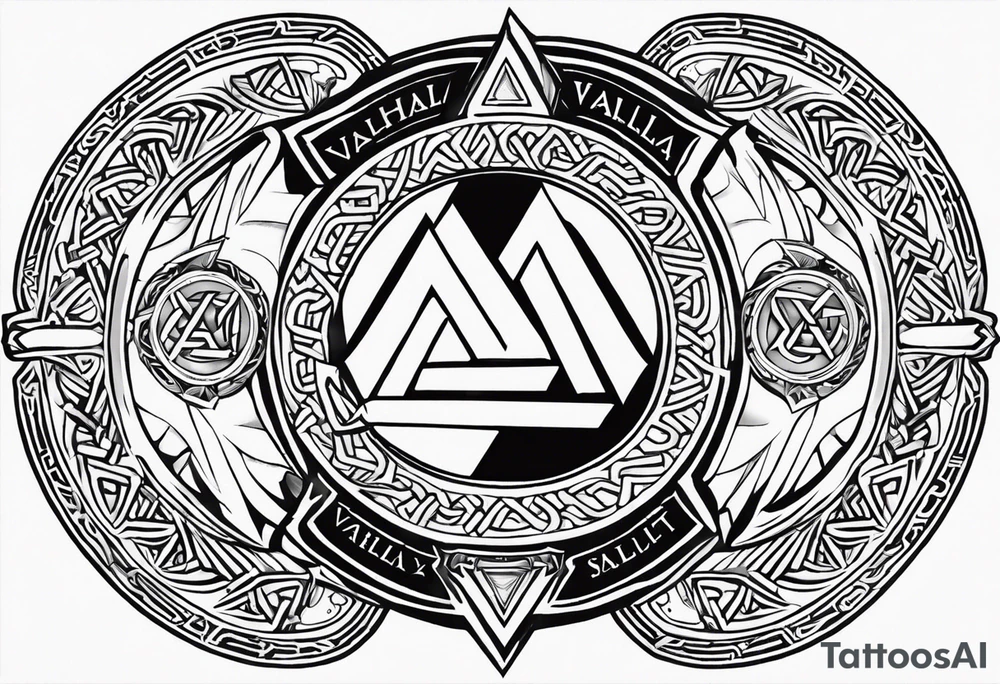 Valhalla  round shield axe
Valknut sword tattoo idea