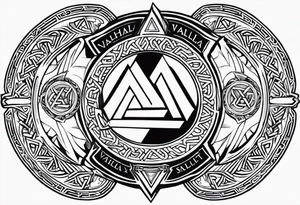 Valhalla  round shield axe
Valknut sword tattoo idea