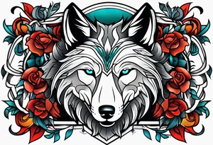 Neotraditional wolf tattoo idea