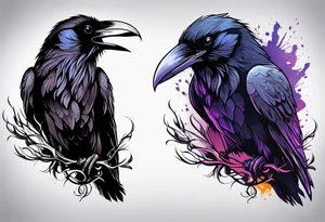 Raven facing forward tattoo idea