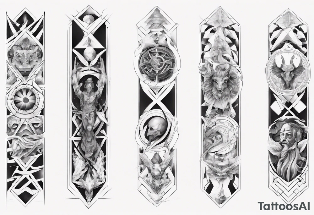 Geometrical x Greek mythology half sleeve tattoo idea