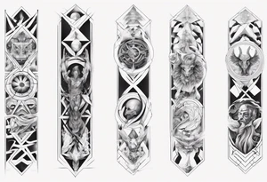 Geometrical x Greek mythology half sleeve tattoo idea