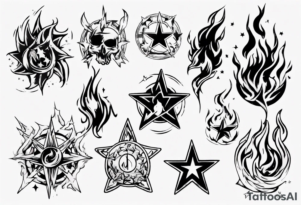 Fire and stars tattoo idea