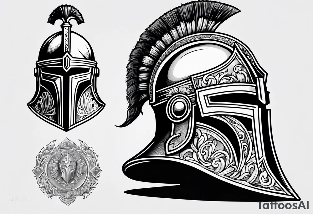roman helmet vs knight helmet tattoo idea