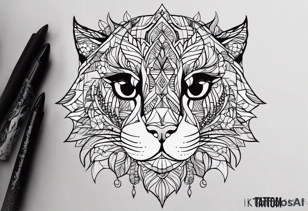 Силуэт черной кошки с крыльями бабочки tattoo idea