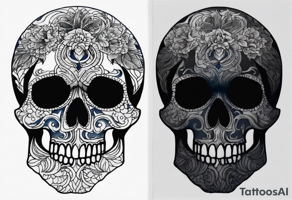 Coverup navy theme skull dark tattoo idea