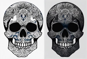 Coverup navy theme skull dark tattoo idea