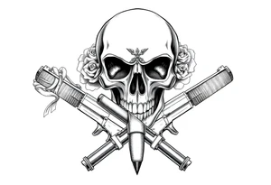 skull,roses,cigar,crossed guns, tattoo idea