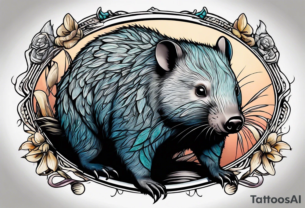 Wombat with a Platypus, an Echidna & a Sugar Glider tattoo idea