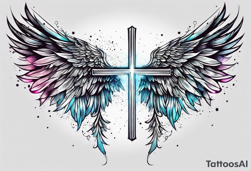 Constellation, Angel wing , snow , cross tattoo idea