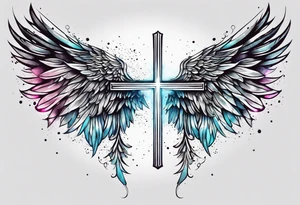 Constellation, Angel wing , snow , cross tattoo idea