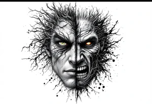 2 different worlds on each side of a black hold tattoo idea