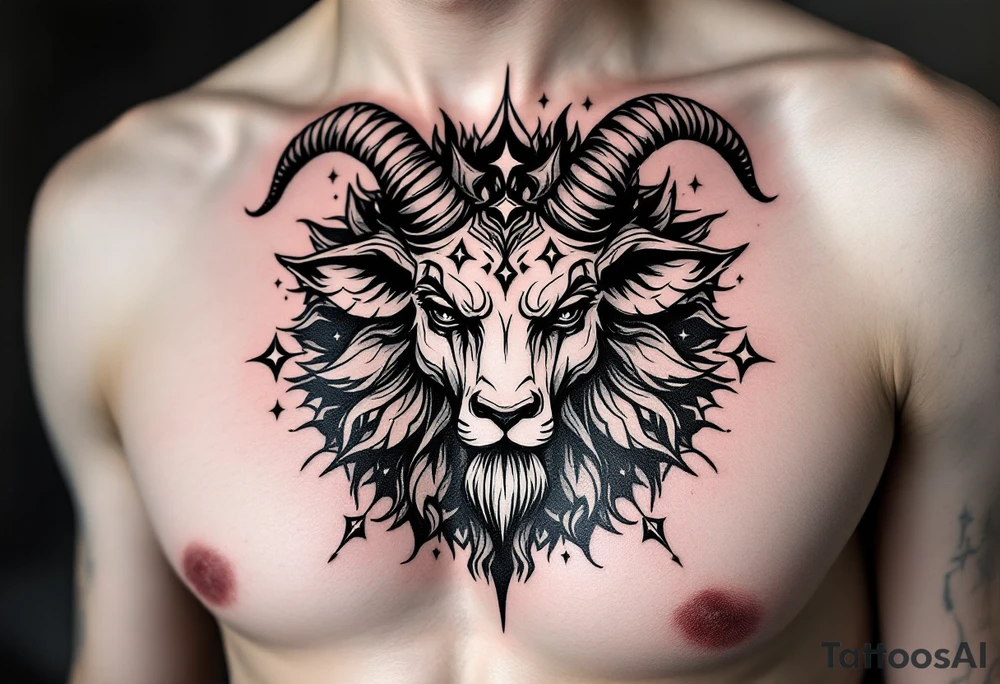 Capricorn head and body y starsign  10x10 cm tattoo idea