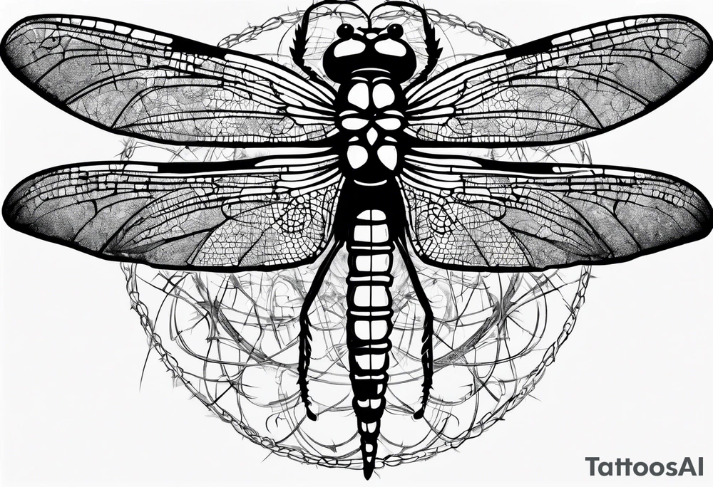 dragonfly made from barbed wire tattoo idea
