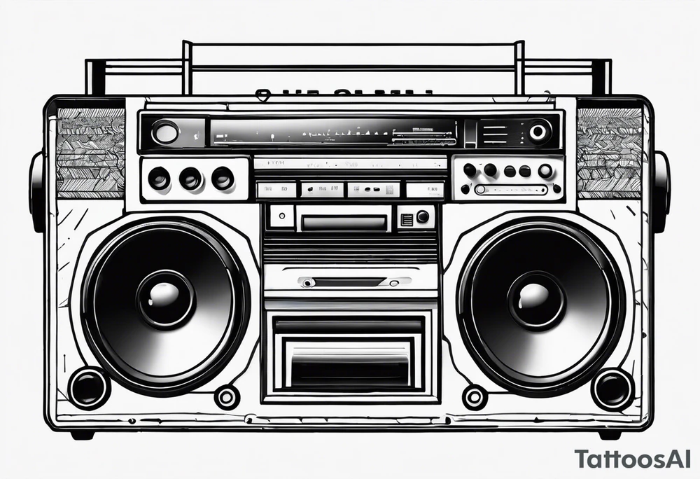 A boombox in fineline very minimalistic tattoo idea