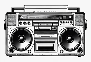 A boombox in fineline very minimalistic tattoo idea
