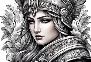 An arm sleeve of Roman objects, nature, and warriors tattoo idea